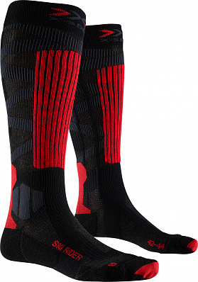 X-Socks Ski Rider 4.0 (Dark Grey Melange/Red/Black)